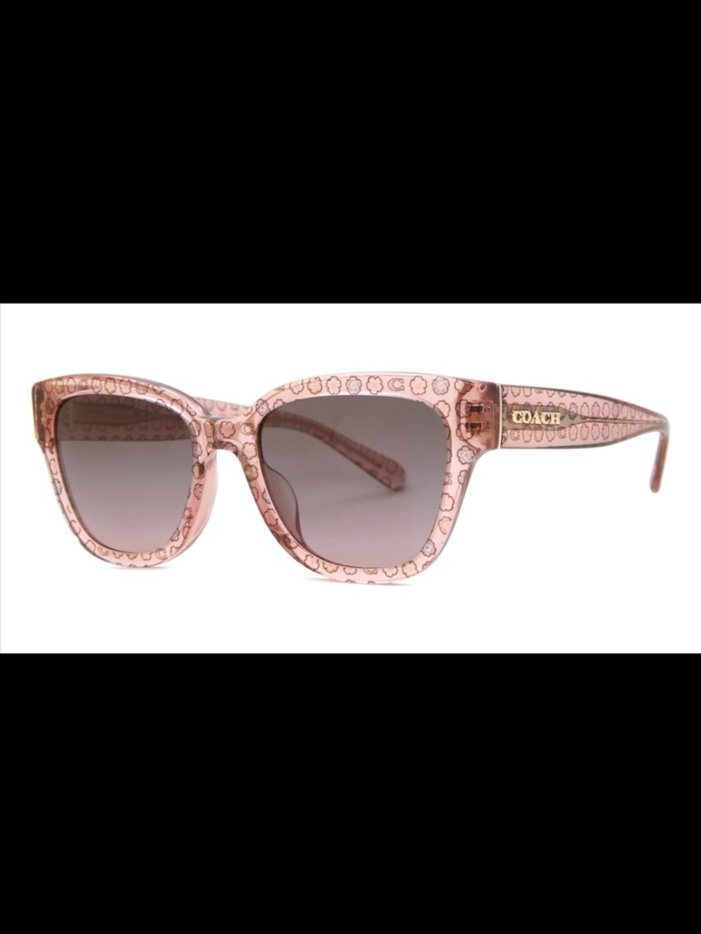 COACH Pink Patterned Square-Frame Sunglasses with Gradient Lenses